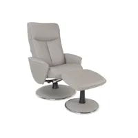fauteuil de relaxation manuel - nephos - cuir gris tourterelle