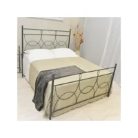 lit double en fer forgé avec pied de lit anthracite silene 170x202x h120 cm
