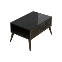 table basse avec espace de rangement 40 x 90 x 60 cm marbre noir par effet noyer helloshop26 03_0008475