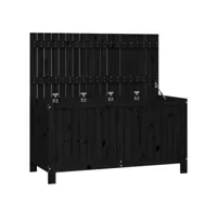 coffre boîte meuble de jardin rangement noir 121 x 55 x 64 cm bois massif pin helloshop26 02_0013111