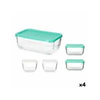 ensemble de boîtes à lunch snow box rectangulaire blanc turquoise (4 unités)