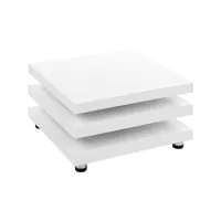 stilista® table basse rotative à 360°, design cube, 60x60 cm, table de salon, couleur blanc