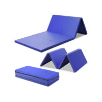giantex tapis de gymnastique pliable 240 x 120 x 5 cm matelas de fitness portable natte de gym pour fitness,yoga et sport bleu foncé