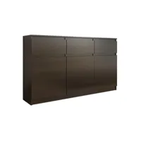 riga - commode style scandinave 40x120x98 cm - 3 tiroirs + 3 portes - meuble de rangement - chiffonier dressing buffet moderne - wenge