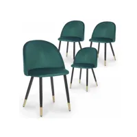 lot de 4 chaises design en velours vert lydia