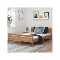 lit adulte contemporain  cadre de lit bois de teck massif 140x200 cm