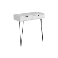 table console à 2 tiroirs 90 x 90 x 40 cm blanc par noir helloshop26 03_0008560