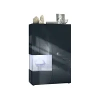 vitrine noir mat et brillant insertion blanche mat (l-h-p) : 91,5 - 136,5 - 37 cm + led blanc