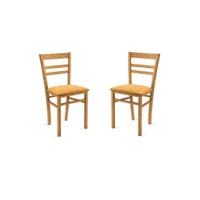 chaise rembourrée en tissu jaune et structure en bois holly 2 chaises