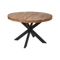 table à manger ronde - calcutta - d 120 x h 76 cm - marron et noir