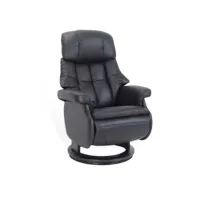 fauteuil de relaxation design avec pouf intégré - cosy - cuir noir