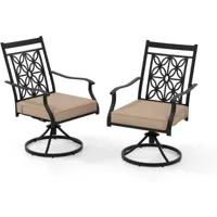 giantex lot de 2 chaises jardin pivotantes 70x60x92 cm charge 150 kg-coussin d'assise souple-dossier incurvé & accoudoir ergonomique