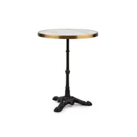 table de bistrot - blumfeldt - style art nouveau - 57,5 x 72 cm (øxh) - plateau rond en marbre -  noir , blanc & or