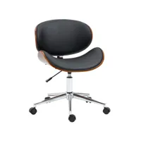chaise de bureau manager design vintage pivotante réglable bois peuplier acier chromé synthétique noir