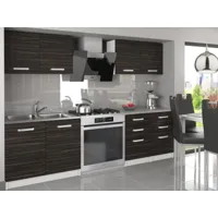 odetta - cuisine complète modulaire linéaire l160 cm 6 pcs - plan de travail inclus - ensemble armoires meubles cuisine - ébène