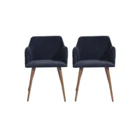 lot de 2 chaises de salle à manger scandinaves, tissu bleu avec accoudoirs chaise de salle à manger,pied bois 53*54*75cm