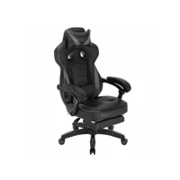 fauteuil de bureau.chaise de gaming avec appuie-tête+coussin lombaire.siège en similicuir.noir+gris