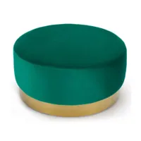 pouf rond daisy velours vert pied or
