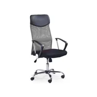 nime - fauteuil ergonomique avec accoudoirs - hauteur ajustable -  dossier inclinable - en maille aérée - gris