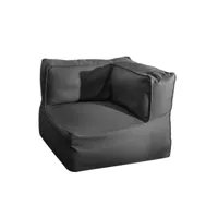 fauteuil d'angle extérieur tissu noir - ricchi - l 80 x l 80 x h 64 - neuf