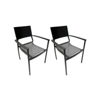 lot de 2 chaises de jardin en aluminium et revêtement textilène - dola 95187034lot2