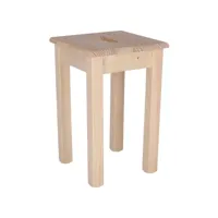 banc bas carré en bois, finition sans vernis, 32,5x32,5x45 cm