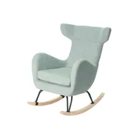 geelon - fauteuil à bascule, tapissé en menthe, avec pieds en chêne