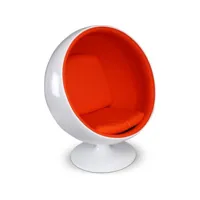 fauteuil design boule - revêtu de similicuir - batton orange