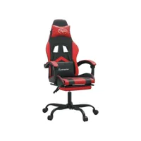 vidaxl chaise de jeu pivotante et repose-pied noir et rouge similicuir