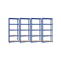 vidaxl étagères à 5 niveaux 4pcs bleu acier et bois d'ingénierie