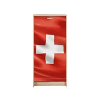meuble à chaussures chêne naturel rideau drapeau suisse 21 paires shoot 58 cm