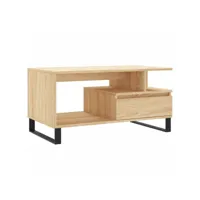 table de salon chêne sonoma 90x49x45 cm bois d'ingénierie