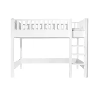 bopita nordic lit mezzanine 90x200 avec échelle droite - blanc 54313911