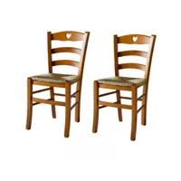 lot de 2 chaises rustiques chêne-paille n°2 - pisa - l 45.5 x l 42.5 x h 88 cm