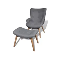 fauteuil chaise siège lounge design club sofa salon avec repose-pied gris tissu helloshop26 1102064par3