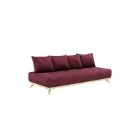 canapé convertible futon senza pin naturel coloris bordeaux couchage 90 cm. 20100996227