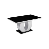table de salle à manger rectangulaire laquée noire et blanche  oamaru