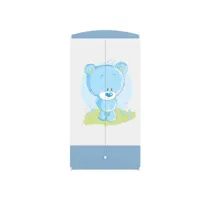 armoire enfant ourson bleu 2 portes 1 tiroir de rangement - bleu