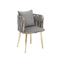 chaise avec accoudoir sawyer métal or et velours gris