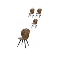 chaise de salle à manger moderne en pu marron (lot de 4) lombardie