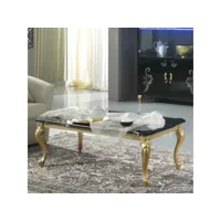 table basse laque noir brillant - or - seborga - l 120 x l 68 x h 43 cm