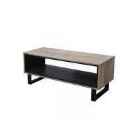 table basse rectangulaire 1 niche chêne blond-noir - doinio - l 110 x l 45 x h 54 cm