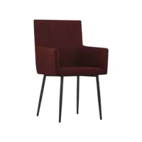 lot de 2 chaises de salle à manger, chaises à dîner, chaises de cuisine avec accoudoirs rouge bordeaux tissu oiu2316 meuble pro
