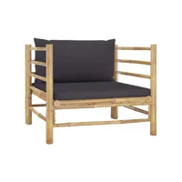 canapé de jardin  sofa banquette de jardin avec coussins gris foncé bambou meuble pro frco19418