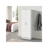 armoire de rangement, collection stan, 2 portes, coloris blanc,  idéal pour votre entrée, salle de bain ou buanderie.