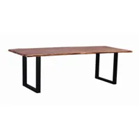 bobochic table 180 cm awa bois acacia massif et pieds carrés métal noir 29742no