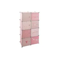 armoire enfant avec rangement et penderie modulable rose h 124 cm - atmosphera