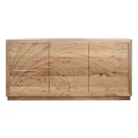 commode, meuble de rangement en bois d'acacia et mdf coloris naturel  - longueur 178 x profondeur 46 x hauteur 90 cm