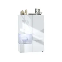 vitrine blanc mat et brillant insertion blanche mat (l-h-p) : 91,5 - 136,5 - 37 cm + led blanc