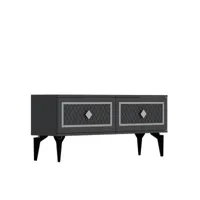 meuble tv design miri l120cm anthracite et motif losanges argent